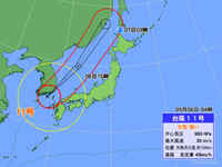 台風１１号最接近　暴風雨・猛暑に警戒