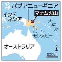 パプアニューギニアで噴火　津波不明、噴煙は15キロ以上